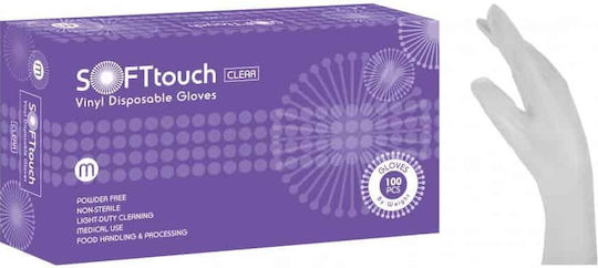 Bournas Medicals Touch Vinyl Examination Gloves Powder Free White 100pcs