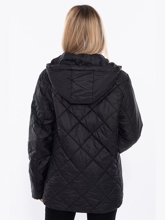 Navigazione Kurz Damen Puffer Jacke Wasserdicht für Winter ΜΑΥΡΟ