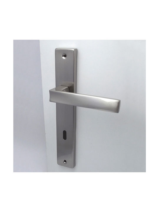 Lever Middle Door with Plate Oramis 18-006 Pair (Center Distance 90mm) NICKEL SATINE