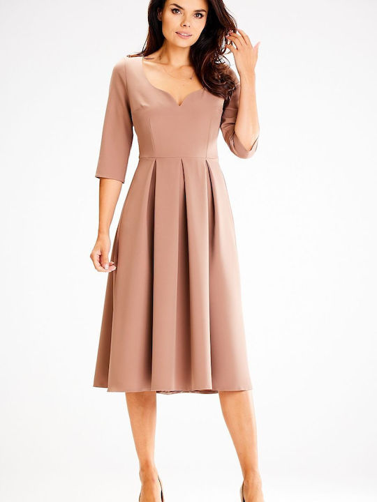 Awama Midi Kleid Beige