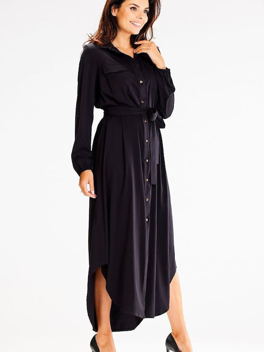 Awama Midi Kleid Schwarz