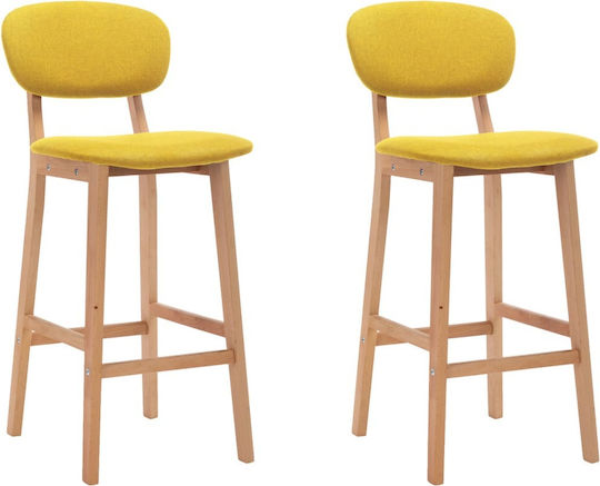 Stool Bar with Backrest Upholstered with Fabric Yellow Mustard 2pcs 45x47x92cm