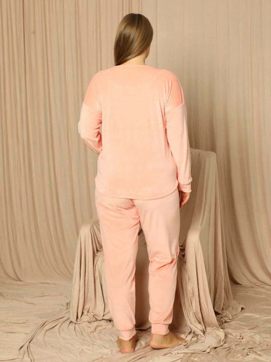 PJM Winter Damen Pyjama-Set Samt Rose