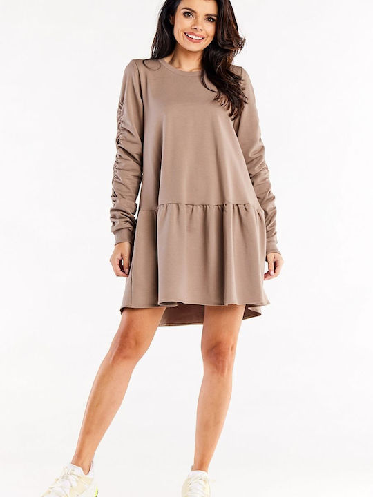 Infinite You Mini Dress with Ruffle Latte