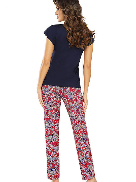 Donna Winter Damen Pyjama-Set Dark Blue