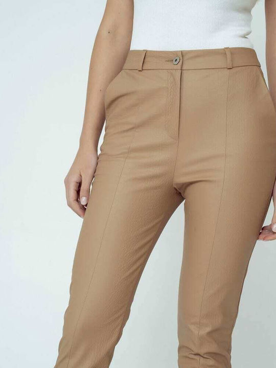 Women's Fabric Trousers Skinny Fit Brown