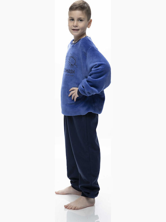 Galaxy Kinder Schlafanzug Winterlich Fleece Blue Galaxy Kinder Schlafanzug Winterlich Fleece Blue