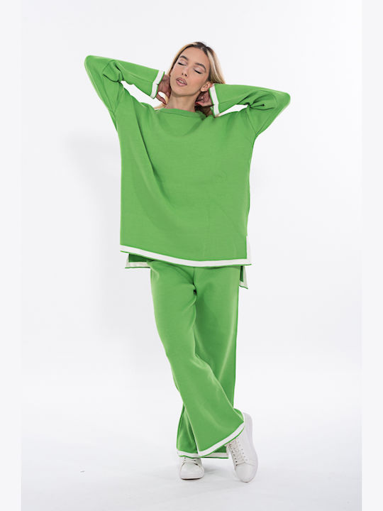 Korinas Fashion Damen GREEN Set mit Hose Gestreift