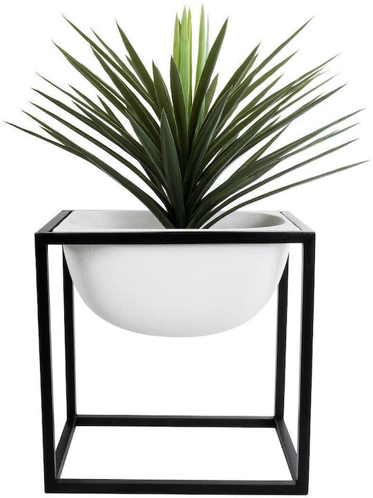 GloboStar Fiori Ghiveci Metalic Alb cu suport 60x60x60εκ.