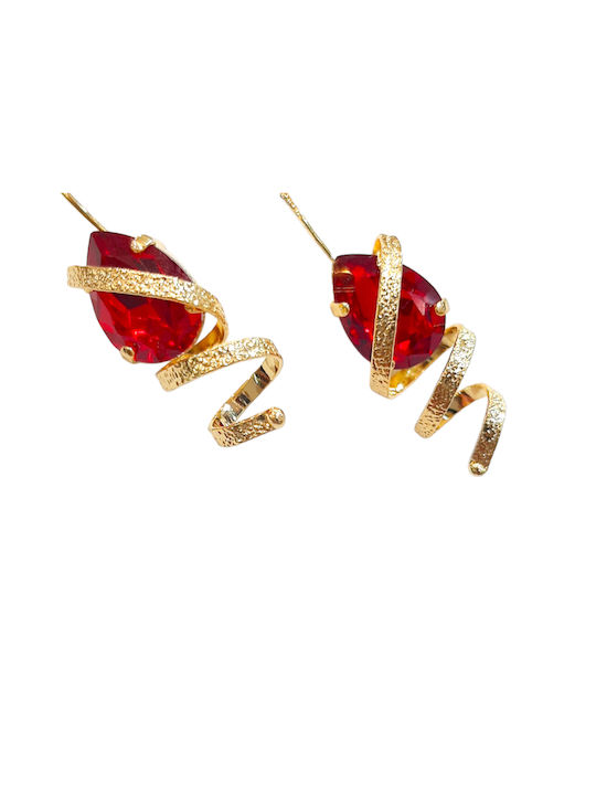 W'el Woman's Elegance Ohrringe Vergoldet mit Steinen Red
