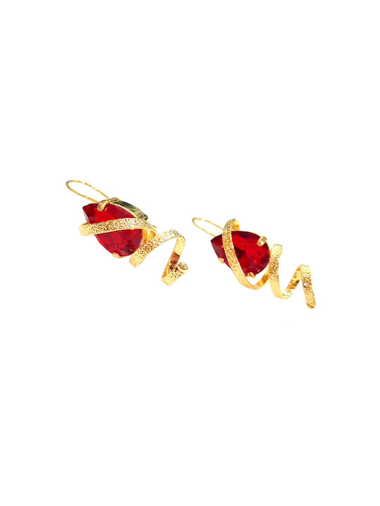 W'el Woman's Elegance Обици Позлатен с Камъни Red