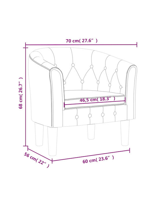 Sessel Samt Pink 70x56x68cm