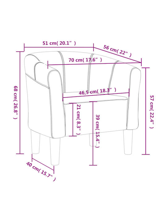 Armchair Pink 70x56x68cm