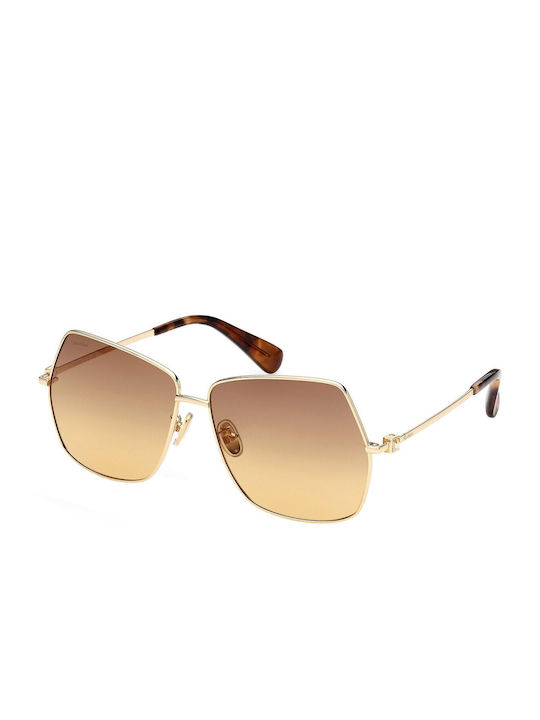 Max Mara Women's Sunglasses with Gold Metal Frame and Brown Gradient Lens MM035|030