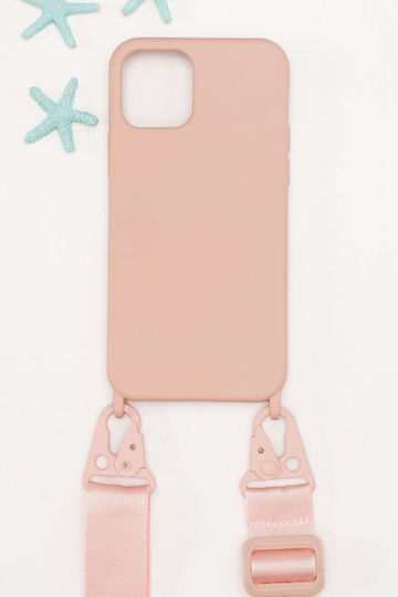 Luigi Strap Umschlag Rückseite Silikon mit Band Rosa (IPHONE 12, IPHONE 12PRO)
