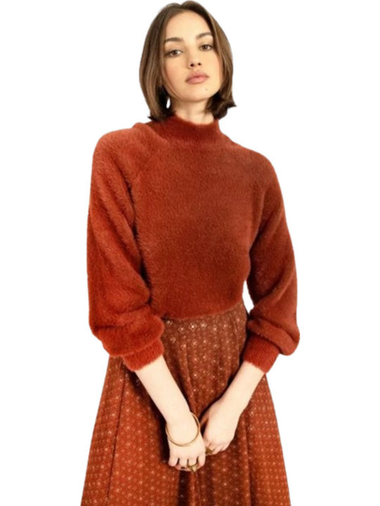Plissiert Hoch tailliert Midi Rock Orange