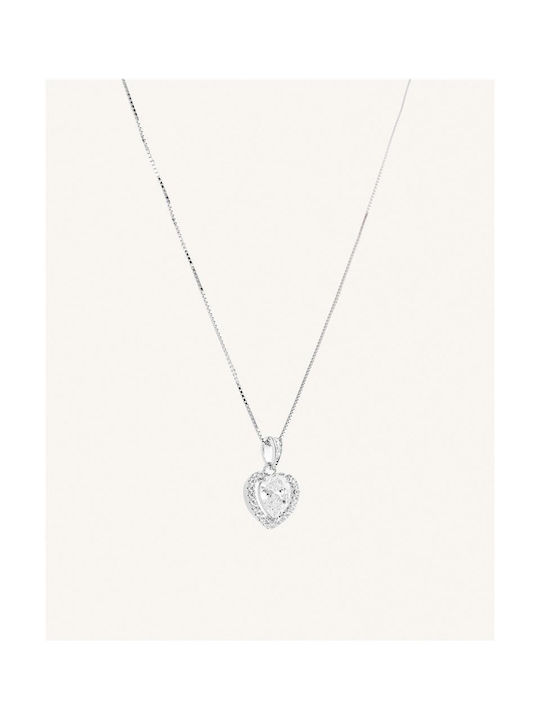 Necklace with design Heart from Silver with Zircon