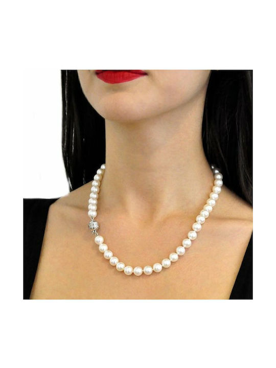 Necklace from White Gold 14K with Pearls