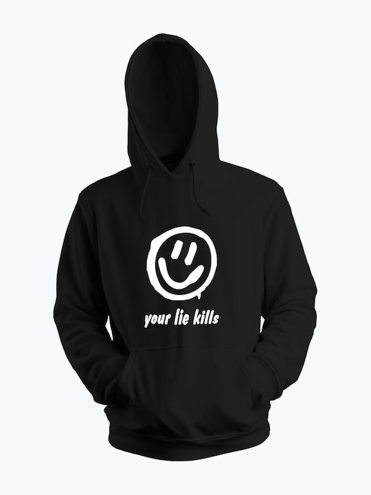 P-Line Men's Sweatshirt with Hood and Pockets Black