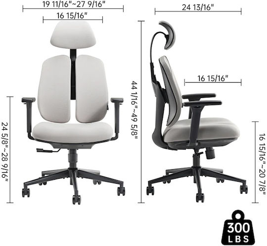 Eureka Ergonomic Офис стол с Бели Подлакътници