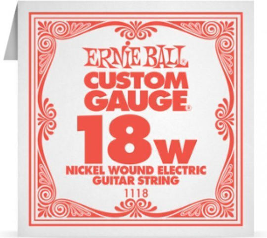Ernie Ball Custom Gauge Single Strings Nickel Wound Electric Guitar 6 Pieces 18