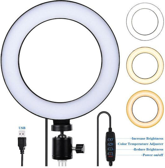 Lumina Inelară Profesională Livestream Lumina Inelară 16cm 2500 - 4500K cu Trepied de Birou