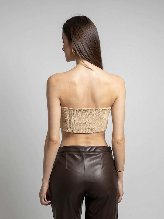 Damen Crop Top Beige