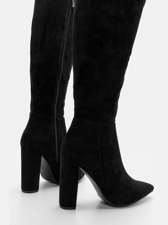 Luigi Suede Women's Boots with High Heel Black