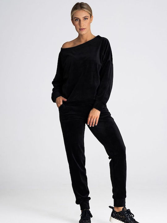 Figl Damen-Sweatpants Schwarz Samt