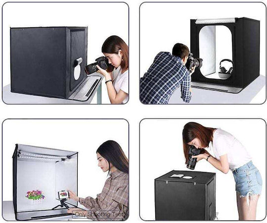Fotobox Faltbares Fotostudio Beleuchtet mit mehreren Hintergründen 40x40x40cm