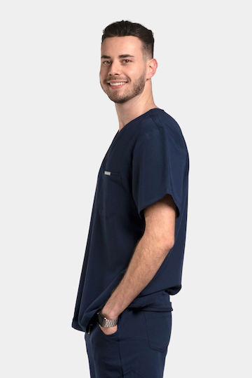 Dr. Scrub Men's Navy Blue Medical Blouse