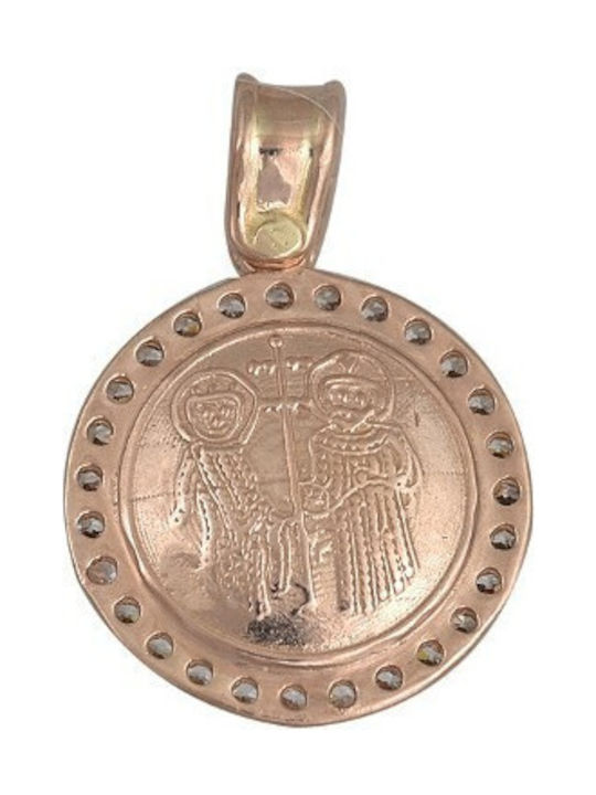 Pendant Kids Talisman Double Sided Constantine from Gold 9K 6011ΡΛ1