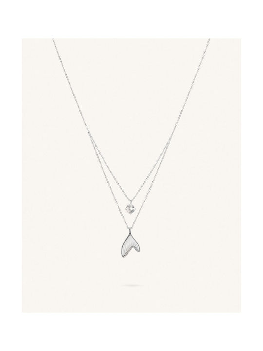 StanStefan Necklace Double from White Gold 14K with Zircon