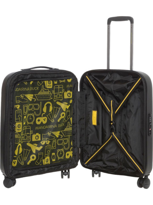 Mandarina Duck Logoduck Cabin Hard Black Suitcase With 4 Wheels Height 55cm