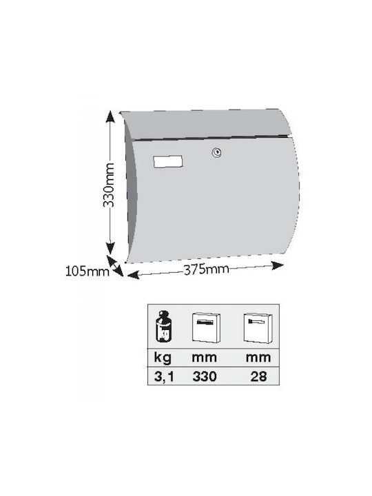 Viometal Γραμματοκιβώτιο Εξωτερικού Χώρου 37.5x10.5x33cm Viometal Γραμματοκιβώτιο Εξωτερικού Χώρου 37.5x10.5x33cm