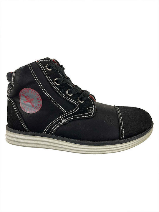 Ustyle Kids Suede Boots with Lace Black