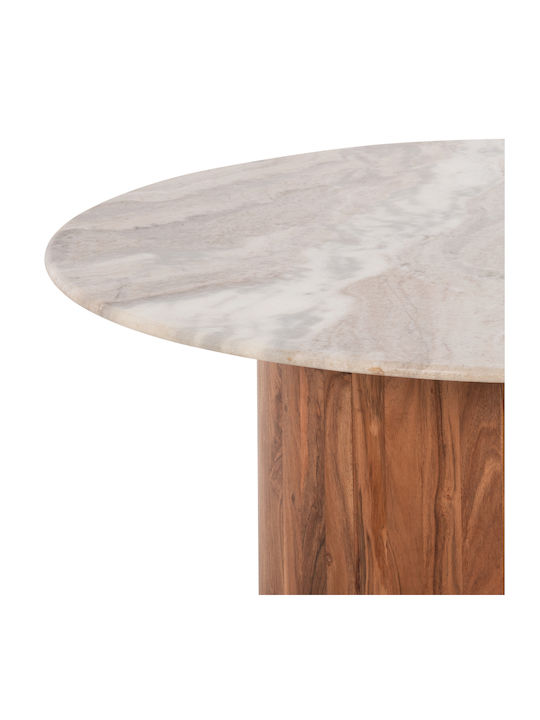 Round Central Coffee Table Formel Made of Solid Wood Natural - White W80xL80xH36cm