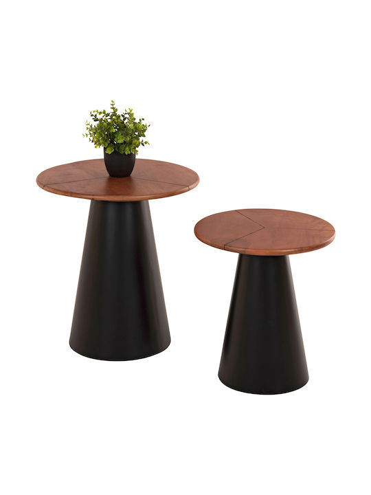 Rund Beistelltisch Sunni aus Massivholz Black 2Stück B48.5xT48.5cm