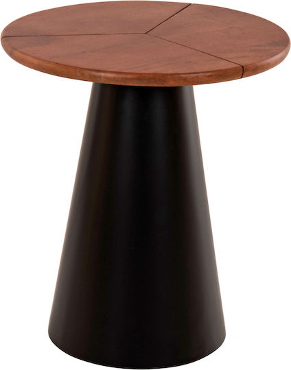 Round Side Table Sunni from Solid Wood Black 2pcs W48.5xL48.5cm.