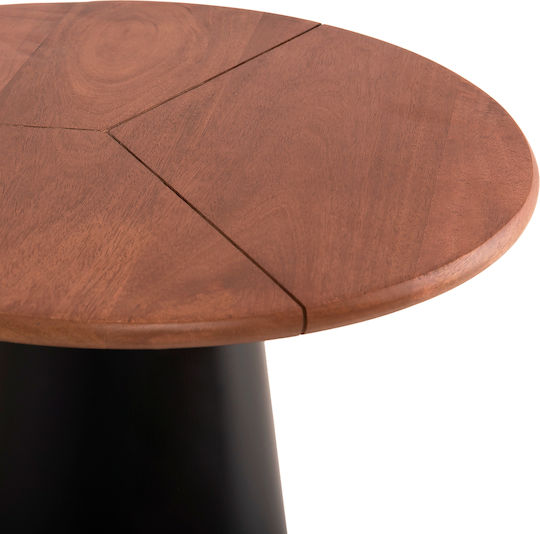 Round Side Table Sunni from Solid Wood Black 2pcs W48.5xL48.5cm.