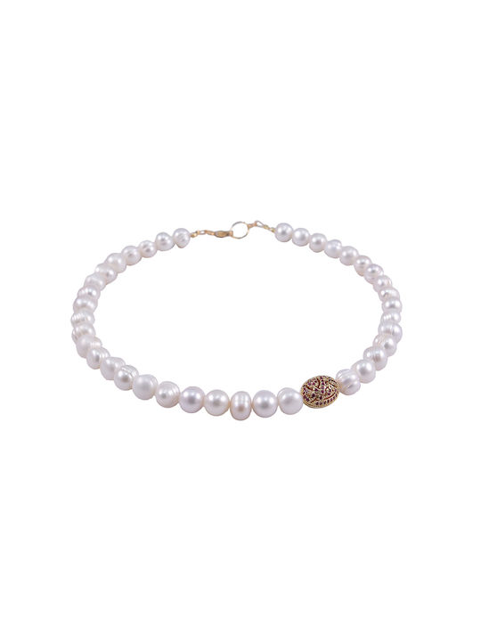 Krama Jewels Necklace from Gold Plated Silver with Pearls