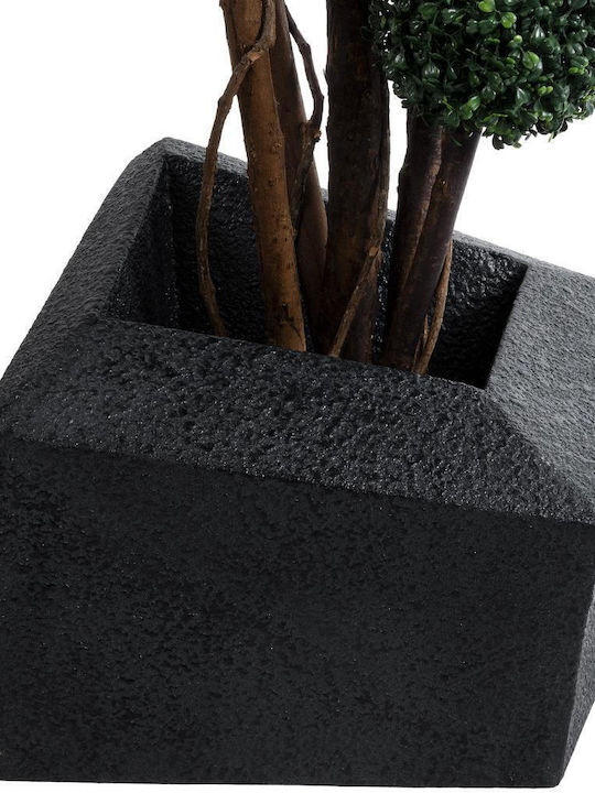 GloboStar Artificial Garden Camden Übertopf Polyester Schwarz mit Gestell 49x49x44εκ.