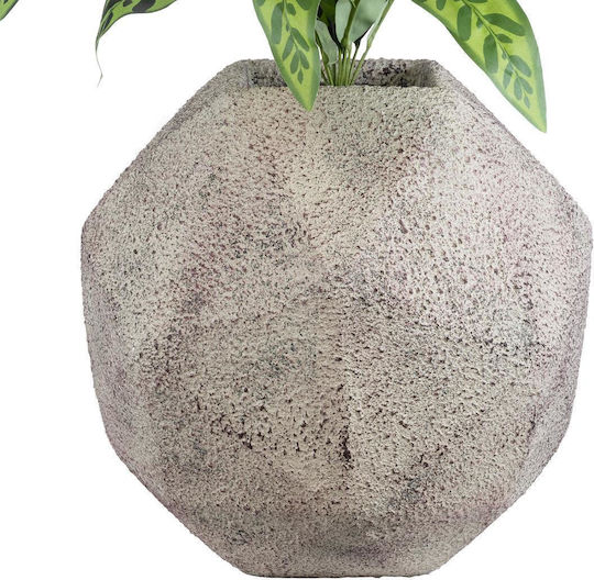 GloboStar Borough Übertopf Polyester Weiß mit Gestell 38x38x38εκ.