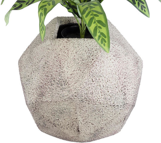 GloboStar Borough Übertopf Polyester Weiß mit Gestell 38x38x38εκ.