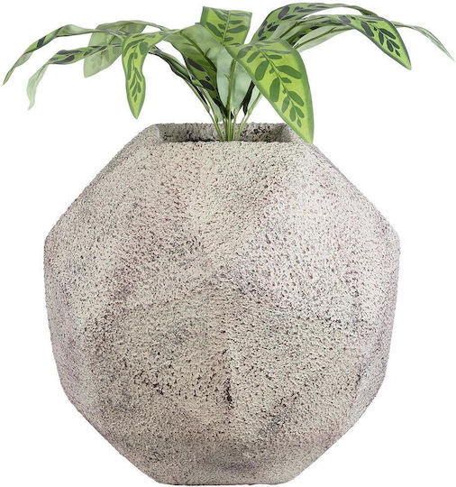 GloboStar Borough Übertopf Polyester Weiß mit Gestell 38x38x38εκ.