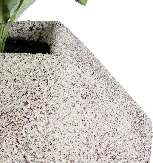 GloboStar Borough Übertopf Polyester Weiß mit Gestell 38x38x38εκ.