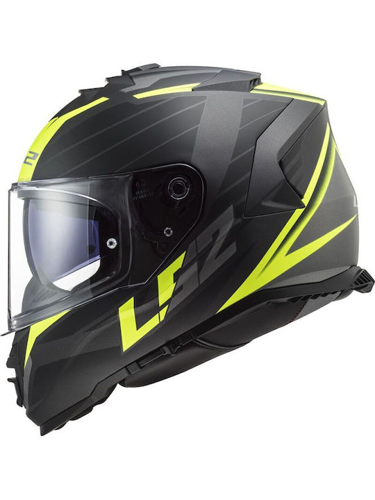 LS2 FF800 Storm II Nerve Full Face Helmet with Pinlock and Sun Visor ECE 22.06 1530gr Matt H-V Yellow