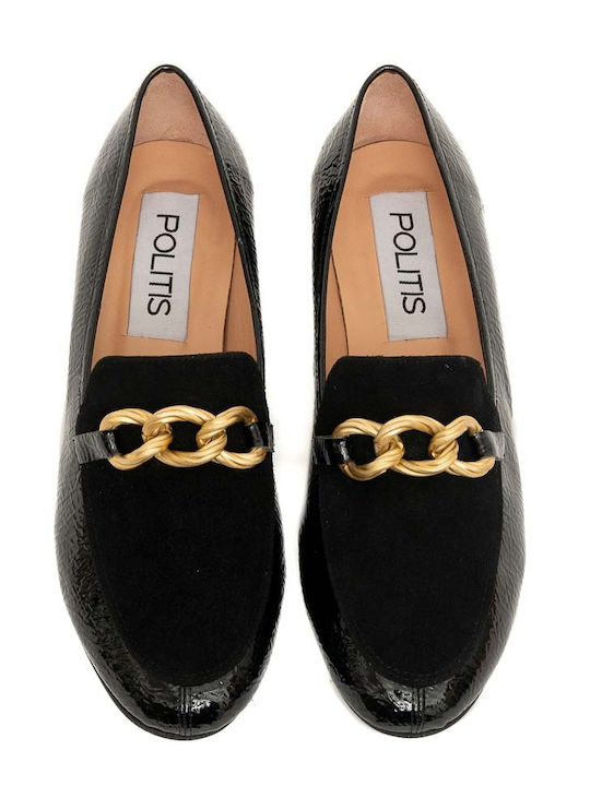 Leather Women's Moccasins in Black Color