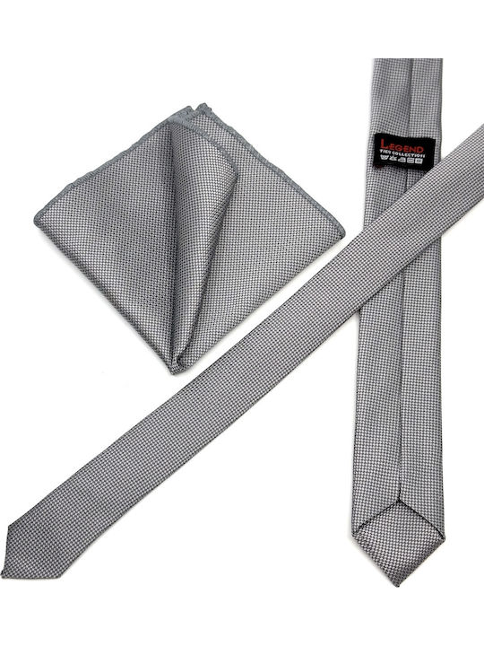 Legend Accessories Σετ Ανδρικής Γραβάτας Μονόχρωμη σε Γκρι Χρώμα L-047-03Β-4.5CM