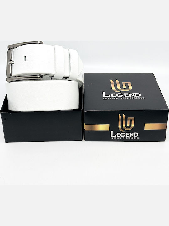 Wide Men's Belt Leather White